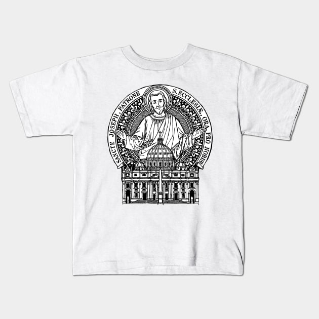 St. Joseph Patron of the Church (Version 2) - White Bkg Kids T-Shirt by DeoGratias